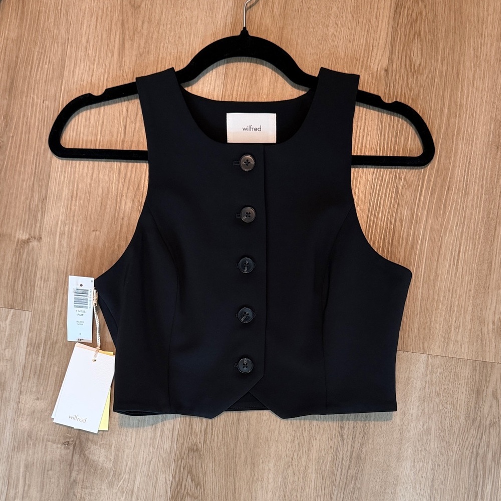 Wilfred Black Cropped Button-Front Vest